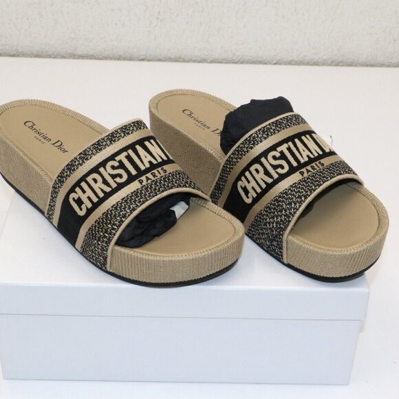 Christian Dior D-way Wedge Slides Platform Oblique Sandals Sz 42 US 12 - Picture 7 of 13